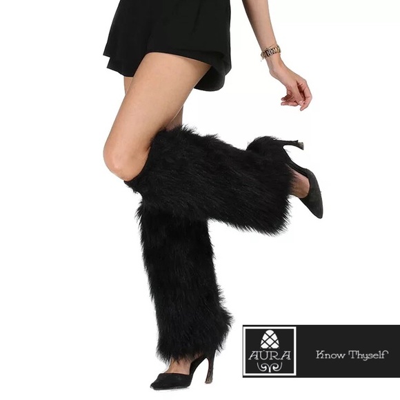 Aura Accessories - Black Leg Warmers Club Punk Rave Leggings